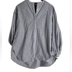 Classic Striped Black and White Women's Button Down Shirt